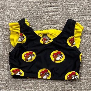 BUC-EE's Black Red Yellow Print Infant Bikini Swimsuit Top Size 9M-12M